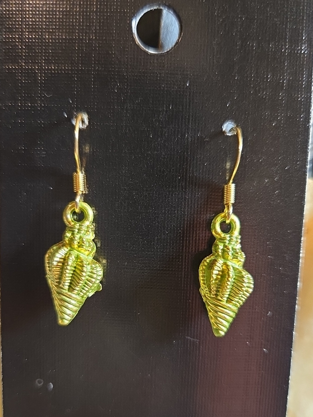 Green Pantina Goldtone Shell Drop Earrings - Women Jewelry